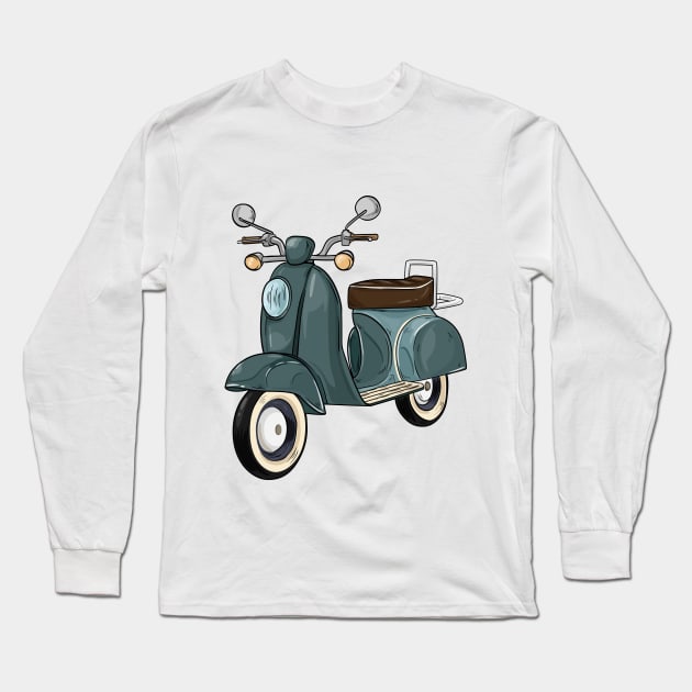 Moped with mirrors and bench Long Sleeve T-Shirt by Markus Schnabel